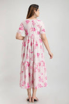 Vamika White and Pink Rayon Printed Beautiful Kurti | Grocsy