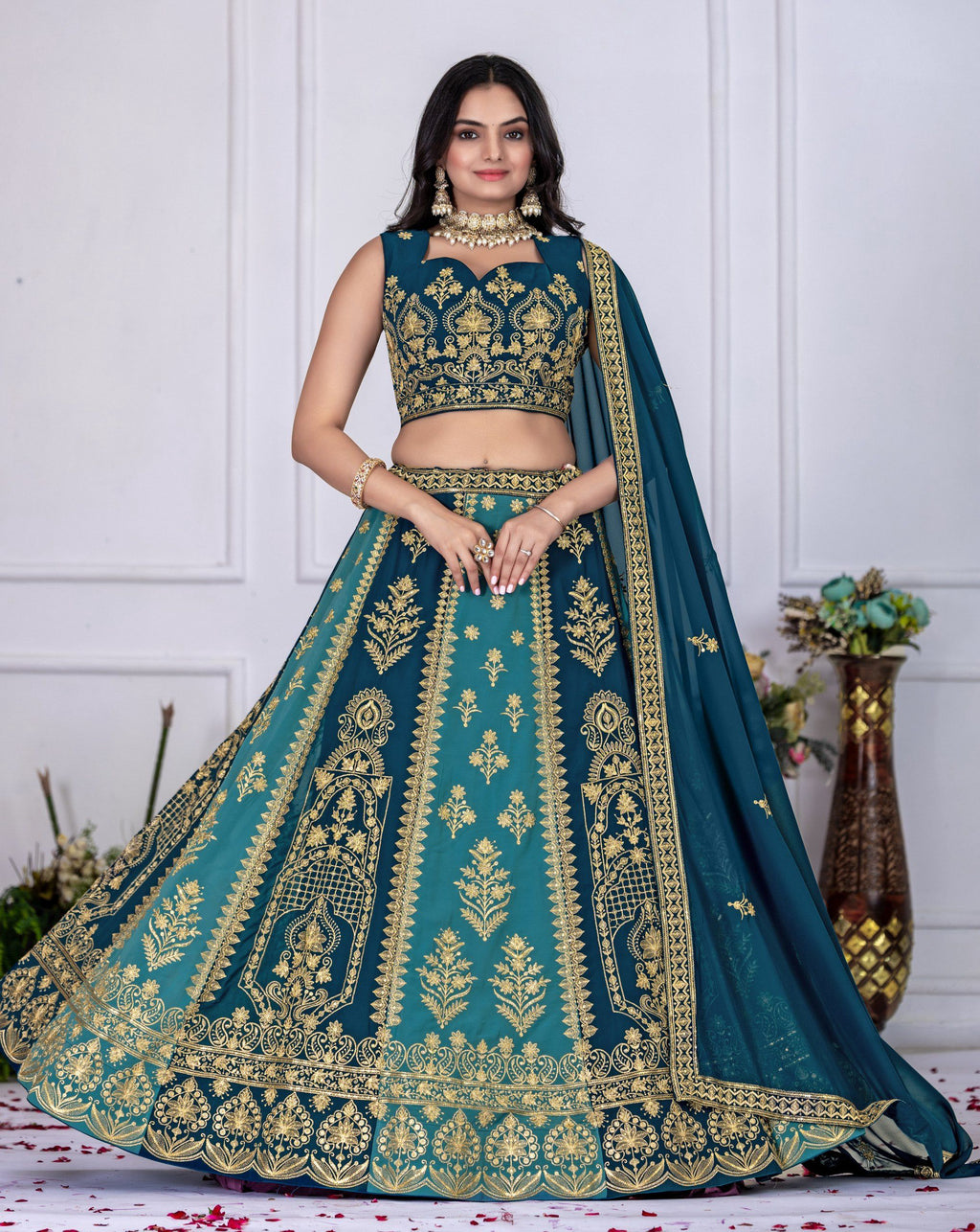 Lehenga Mart Blue Georgette Desigenr Wedding Lehnega Choli | Grocsy