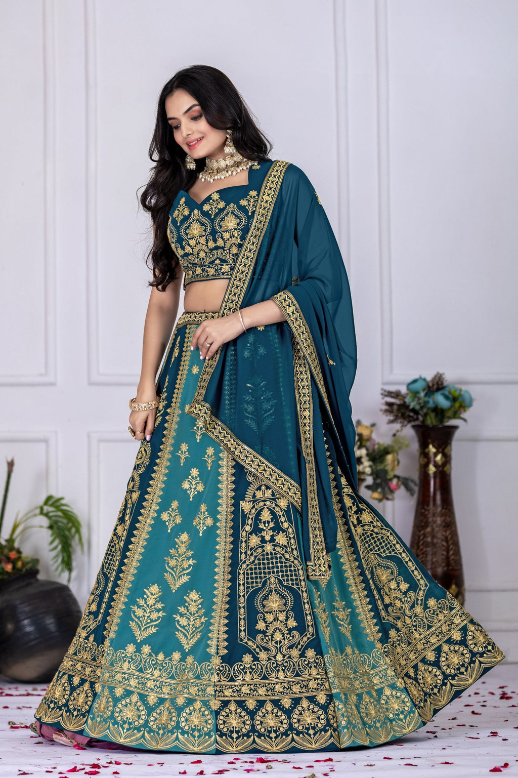Lehenga Mart Blue Georgette Desigenr Wedding Lehnega Choli | Grocsy
