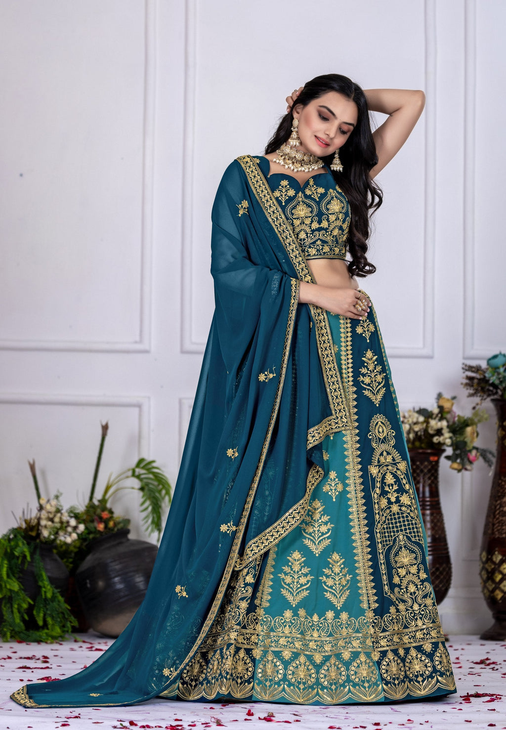 Lehenga Mart Blue Georgette Desigenr Wedding Lehnega Choli | Grocsy