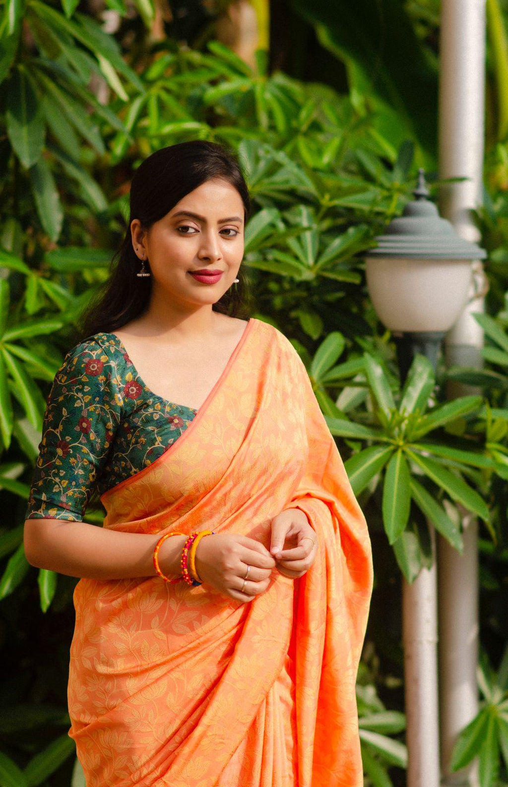 Saffron Jute Silk Woven Design Saree with Unstitched Blouse - Hiral Fashion | Grocsy