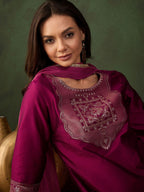 Sangria Woven Design Kurta & Trouser With Dupatta | Grocsy