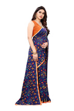 Vamika Ethnic Fire Blue Printed With Lace Saree | Grocsy
