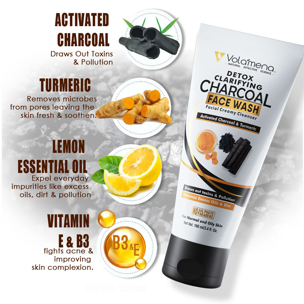 Volamena Detox Clarifying Charcoal Face Wash | Grocsy
