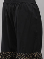 Yufta Women Black Printed Kurta with Sharara & With Dupatta | Grocsy