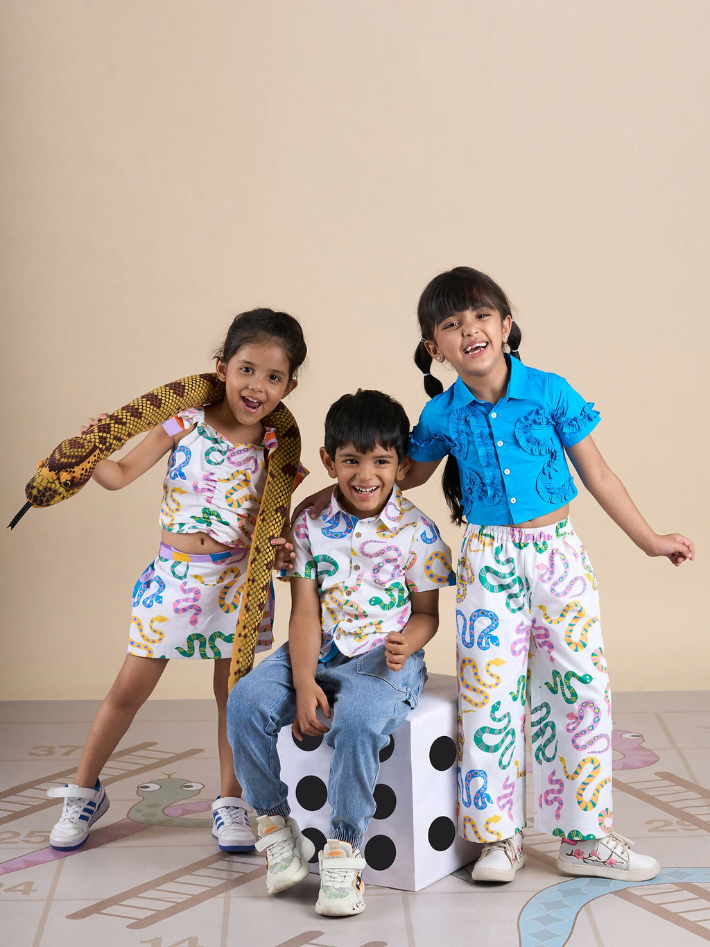 Snakes and Ladders Boys Multi Color Snake Print Shirt from Siblings Collection | Grocsy