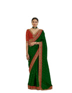 Vamika Green Royal Vichitra Silk Sequins,Coding And Thread Multi Work And Havy Work Border Saree | Grocsy