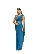 Vamika Sky Women Ready To Wear Lycra Saree With Heavy Multi Sequins Work Blouse | Grocsy