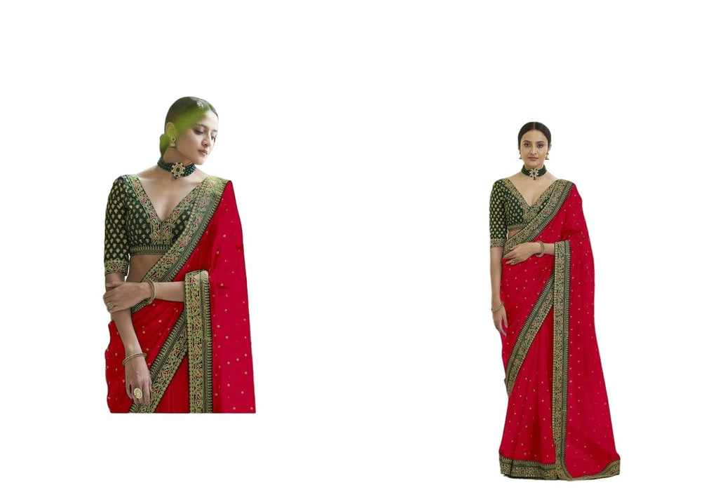 Vamika Pink Royal Vichitra Silk Sequins,Coding And Thread Multi Work And Havy Work Border Saree | Grocsy