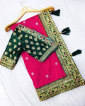 Vamika Pink Royal Vichitra Silk Sequins,Coding And Thread Multi Work And Havy Work Border Saree | Grocsy