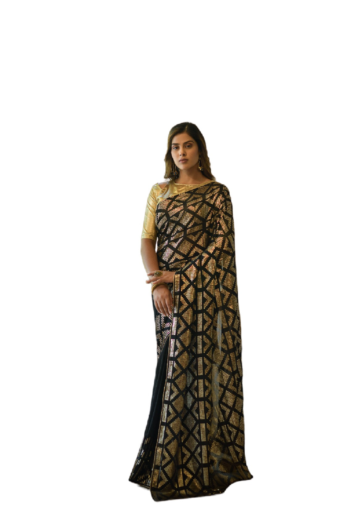 Vamika Black Georgette Gota Work Saree | Grocsy