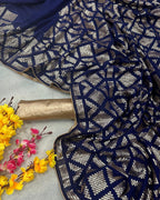 Vamika Blue Georgette Gota Work Saree | Grocsy