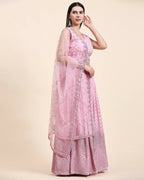 Pink Pure Viscose Georgette Sequence Embroidery work Lehenga Choli with Dupatta - Aakriti | Grocsy