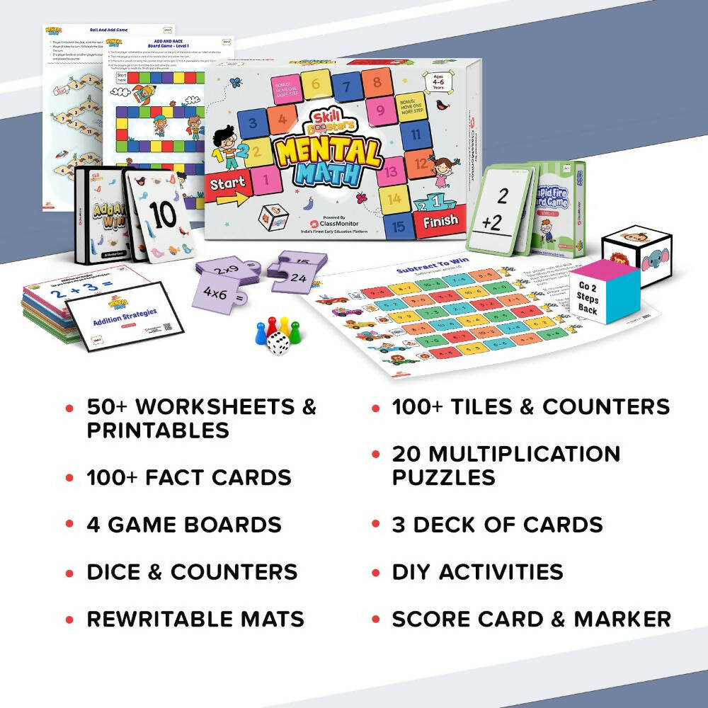 ClassMonitor Mental Math Kit for Learning Math with Free Mobile App-Learning Educational Kit for Kids of Age 4-6 Years | Grocsy