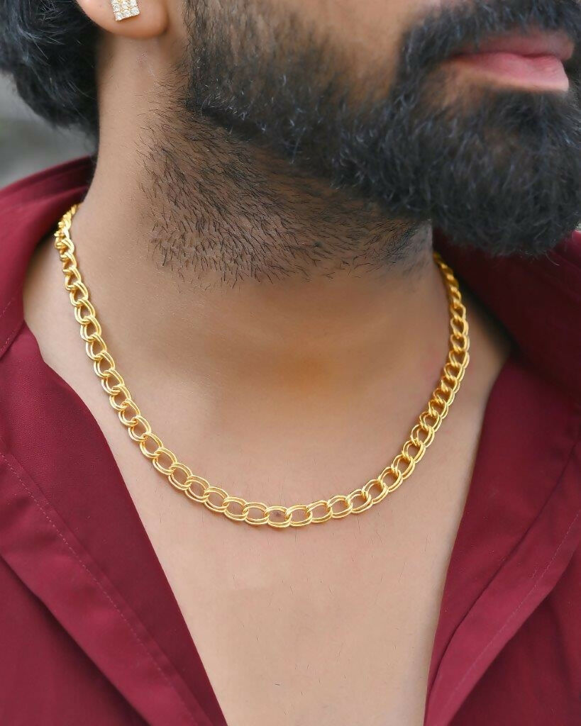 VOJ Gold-Polished Designer Circular Chain For Men | Grocsy