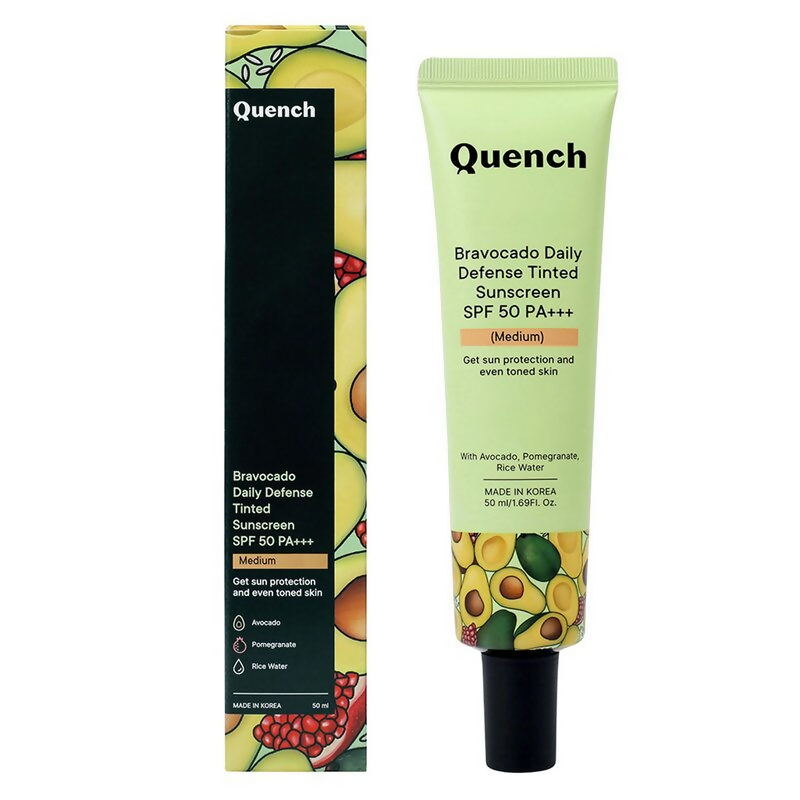 Quench Vitamin E Tinted SPF 50 Sunscreen PA+++ with both Mineral & Chemical Actives (Medium) | Grocsy
