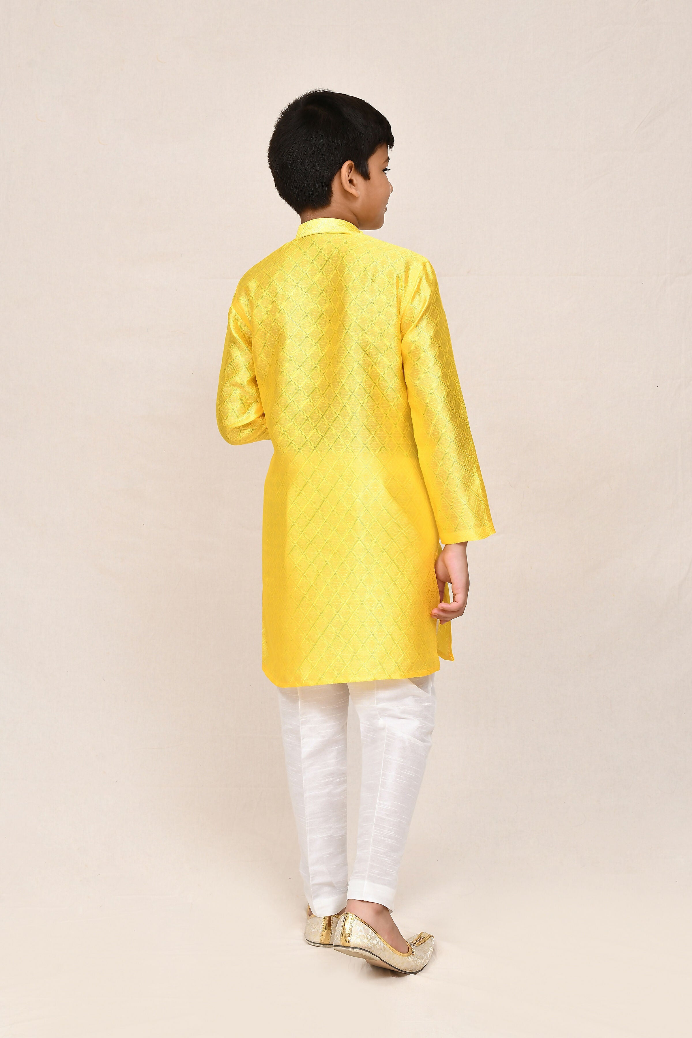 Joban Fashion Cotton Silk Yellow Kurta With Straight Fit Pant | Grocsy