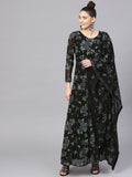 Ahalyaa Black Georgette Anarkali Kurta With Dupatta | Grocsy