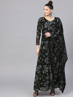 Ahalyaa Black Georgette Anarkali Kurta With Dupatta | Grocsy
