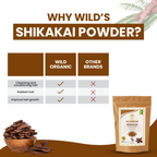 Wild Organic Shikakai Powder Natural Hair Conditioner For Smooth & Silky Hair | Grocsy