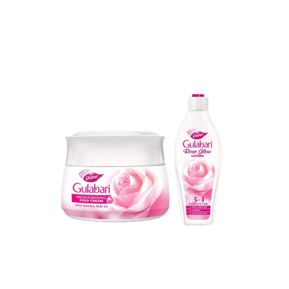 Dabur Gulabari Moisturizing Cold Cream - 100ml with Free Dabur Gulabari Rose Glow Lotion - 50ml | Grocsy