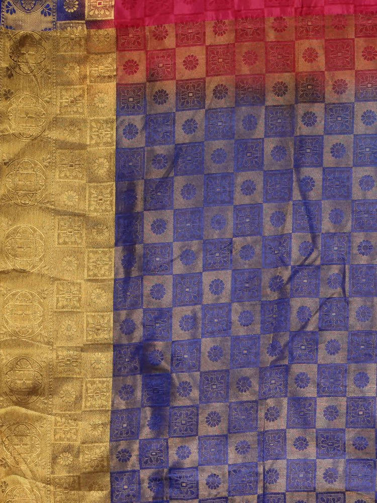 Kalamandir Self Checked Pink Pashmina Saree | Grocsy