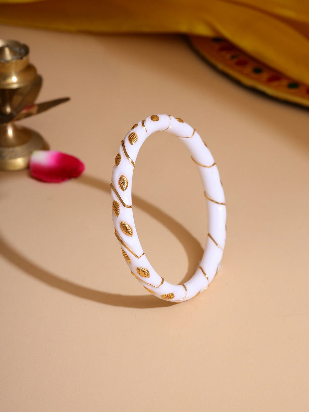 Ruby Raang White Traditional Bangle | Grocsy