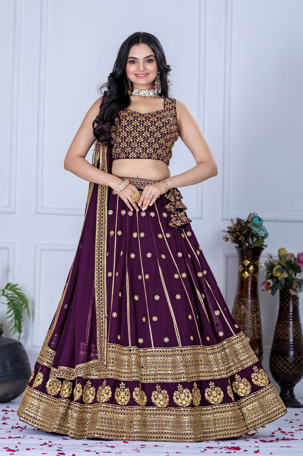 Lehenga Mart Designer Wedding Lehenga choli for Women - Wine | Grocsy