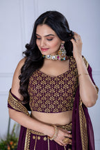 Lehenga Mart Designer Wedding Lehenga choli for Women - Wine | Grocsy
