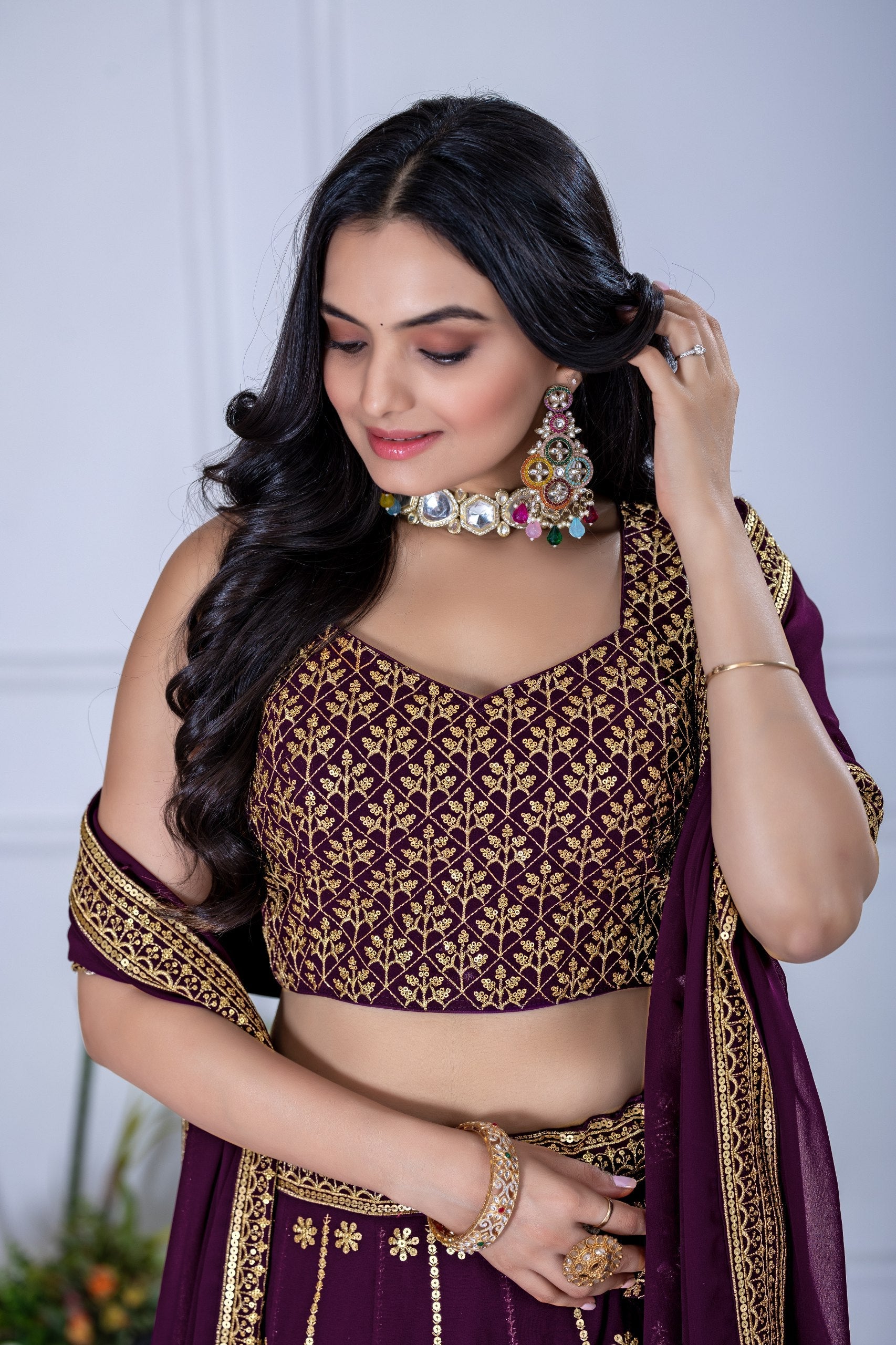 Lehenga Mart Designer Wedding Lehenga choli for Women - Wine | Grocsy