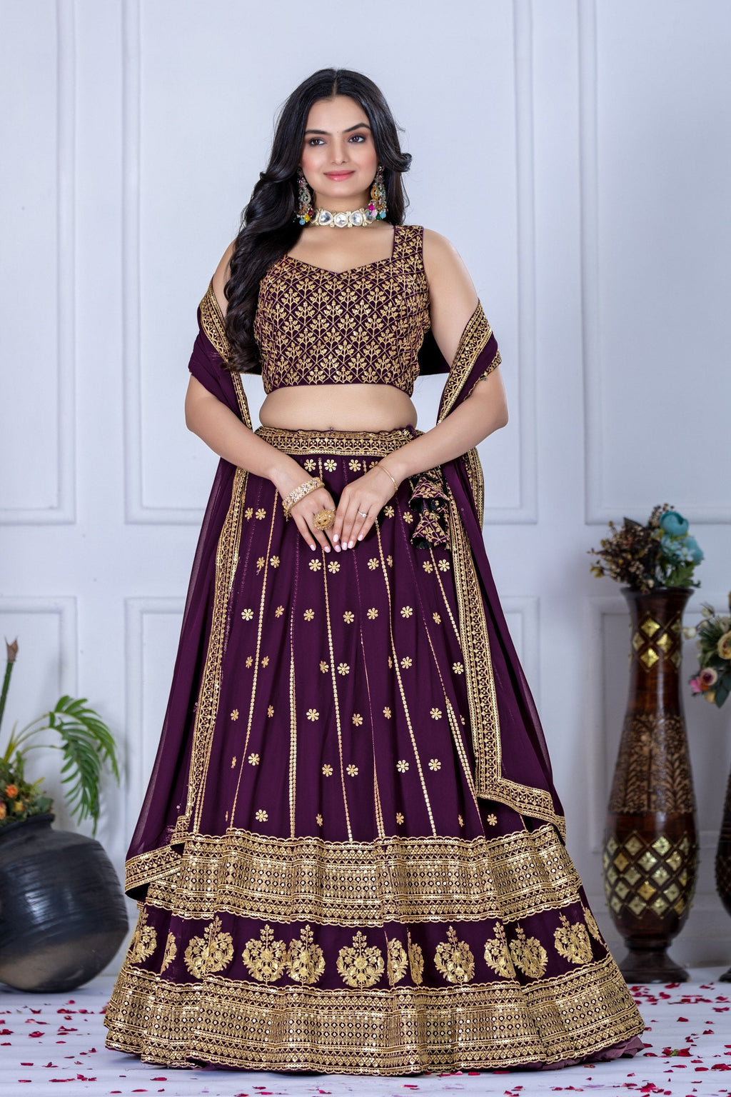 Lehenga Mart Designer Wedding Lehenga choli for Women - Wine | Grocsy