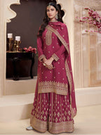 Anaita Dark Maroon Chinon Embroidered Salwar Suit | Grocsy
