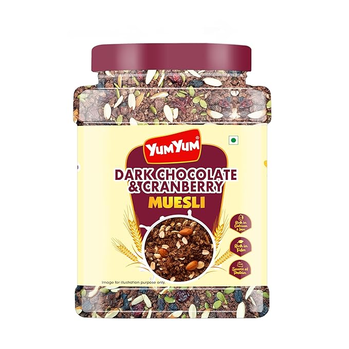 Yum Yum Dark Chocolate & Cranberry Muesli Jar | Grocsy