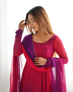 Evanik Pink Pure Soft Georgette Colorful Padding Anarkali Suit | Grocsy