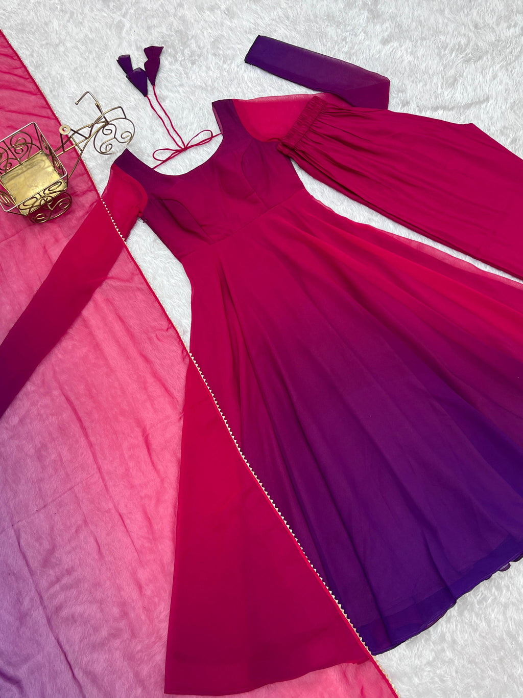 Evanik Pink Pure Soft Georgette Colorful Padding Anarkali Suit | Grocsy