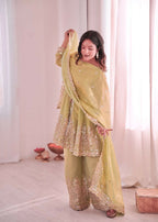 Teeya Creation Pista Color Fendy Satin Silk Embroidery Work Party Wear Salwar Suit | Grocsy
