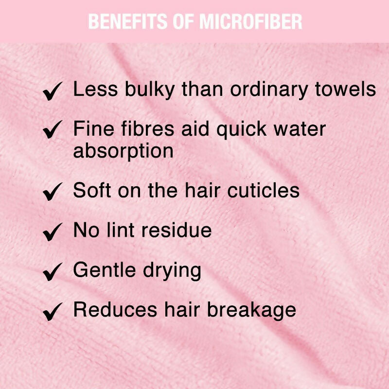 Nykaa Naturals Microfiber Hair Wrap for Frizz Free & Shiny Hair - Pink | Grocsy