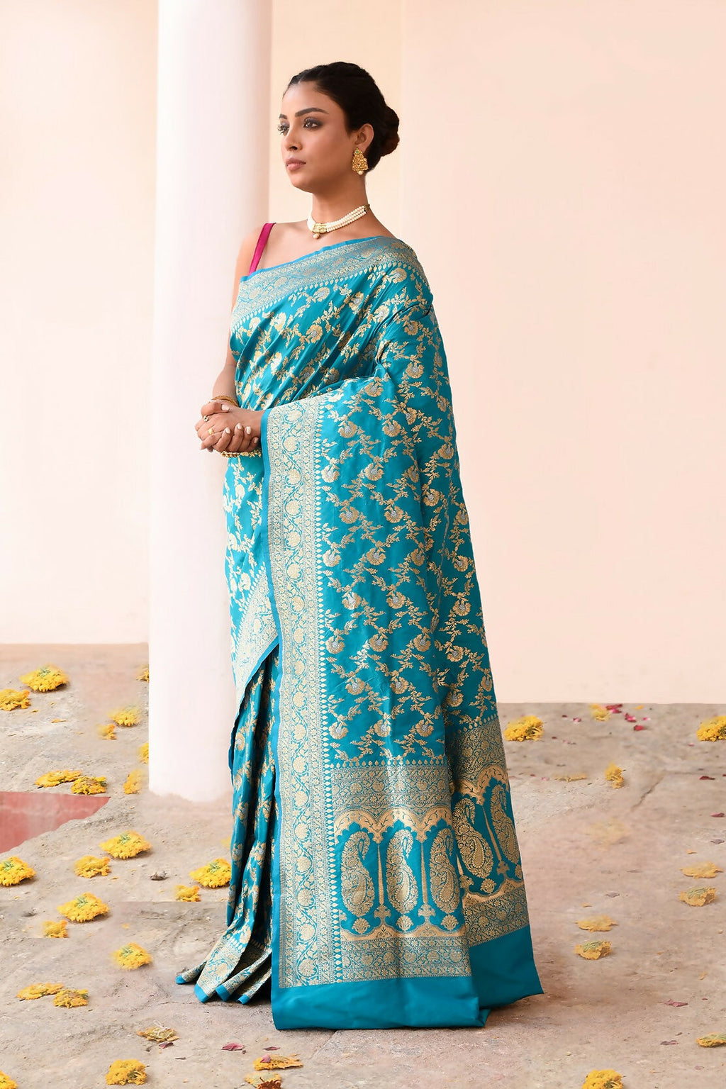 Joban Fashion Aqua Soft Pure Handloom Banarasi Silk Saree | Grocsy
