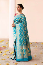 Joban Fashion Aqua Soft Pure Handloom Banarasi Silk Saree | Grocsy