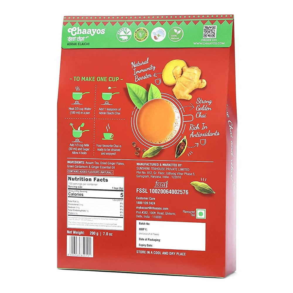 Chaayos Adrak Elaichi Tea Powder (Ginger & Cardamom) | Grocsy