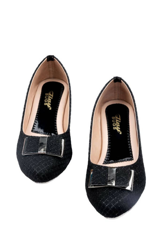 Tiny Bugs Girls Party Wear Ballerinas - Black | Grocsy