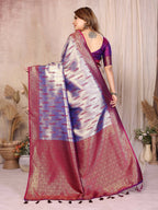 Aastha Fashion Purple Tissue Silk Paithani Woven Saree | Grocsy