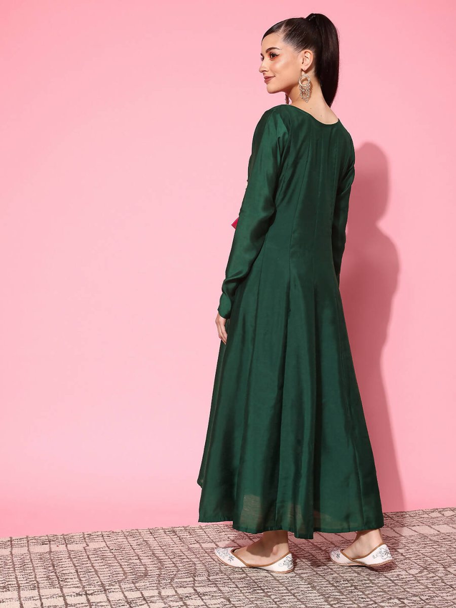 Ahalyaa Women's Traditional wear Ethnic Dress - Green | Grocsy