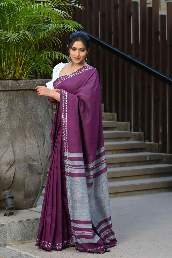 Beatitude Magenta Cotton Handloom Saree | Grocsy