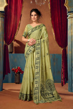 Jyoti Fashion Women's Green Modal Zari Woven Saree with Blouse | Grocsy