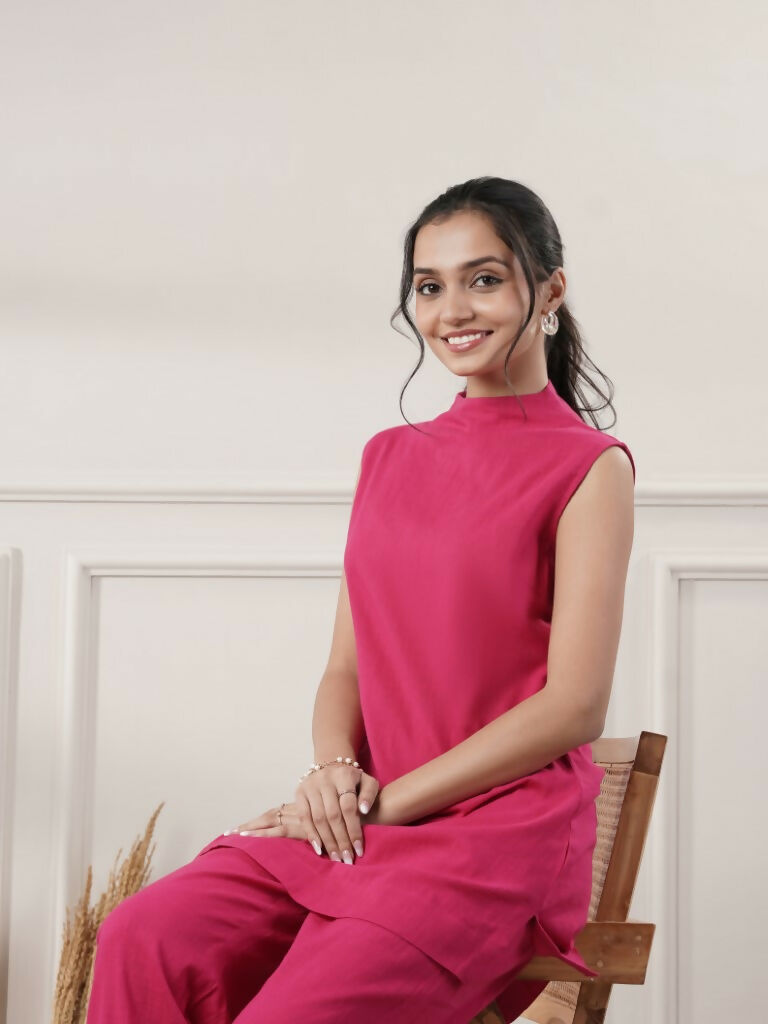 Joban Fashion Women's Fuchsia Cotton Co-Ord Set | Grocsy