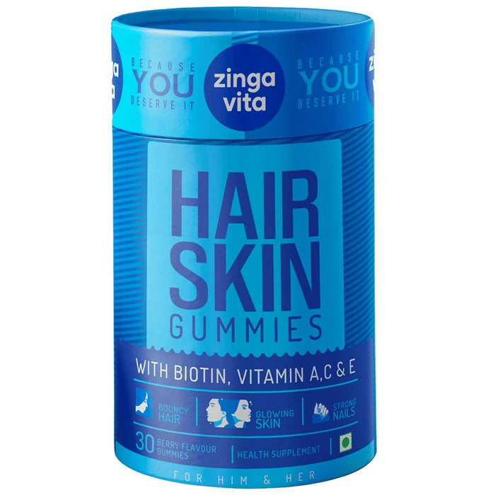 Zingavita Hair Skin Gummies with Biotin, Vitamin A C & E | Grocsy