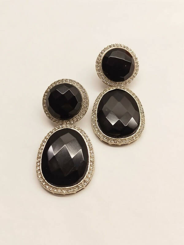 Smart Dangler With Rhino Stone Border Black Earrings For Women and Girls By House of Ree - Swadesiicart