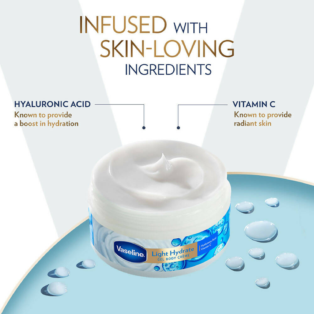 Vaseline Light Hydrate Gel Body Creme With Hyaluronic Acid & Vitamin C | Grocsy