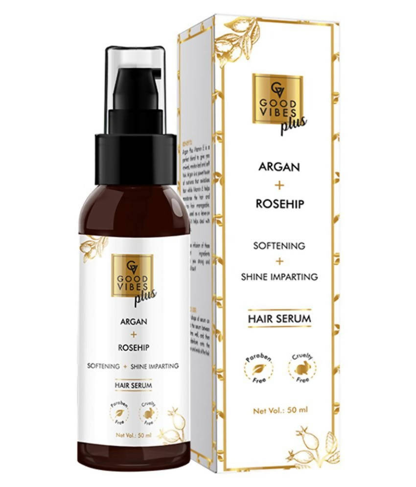 Good Vibes Plus Argan + Rose Hip - Softening + Shine Imparting Hair Serum | Grocsy